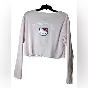 Hello Kitty Cardigan Pink Logo Front Tie Long Sleeve Sanrio